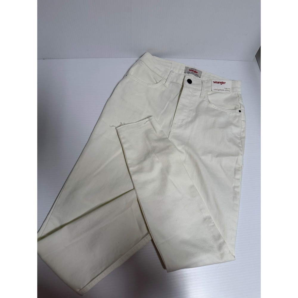 Wrangler Womens High Rise Unforgettable Skinny Jeans White Raw Hem 2/26x28